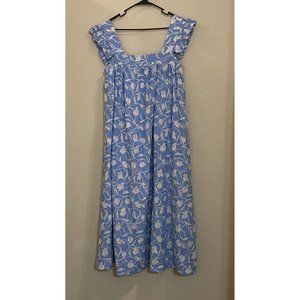 A New Day Womens A-Line  Blue Floral Sleeveless Ruffled Straps L NWT